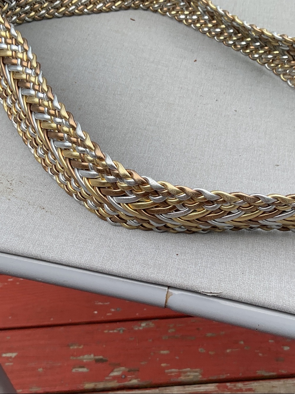 Woven Metallic Multi-Color Braided Belt - Picture 4 of 4
